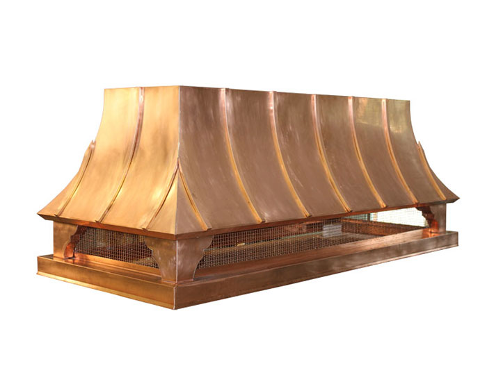 Sweep Chimney Cap ~ Batten Seams ~ Natural Sanded Copper